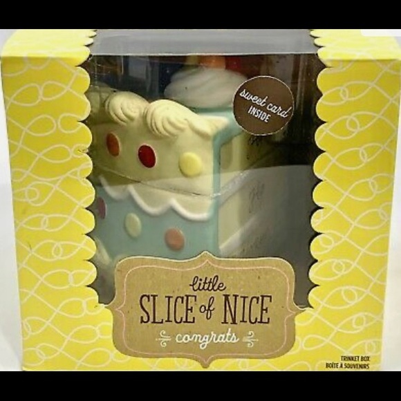 HALLMARK Cake TRINKET BOX LITTLE SLICE OF NICE “Congrats” New - Picture 1 of 12